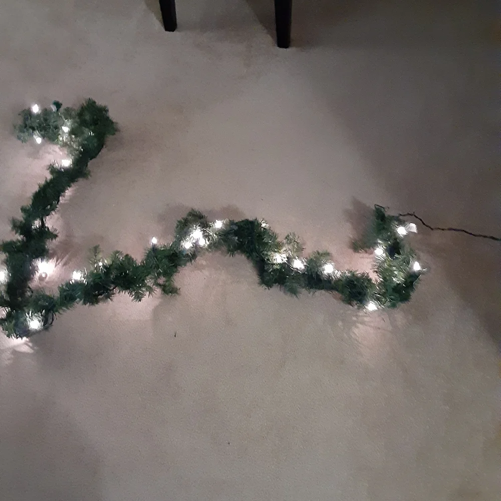 9 ft Lighted Christmas Garland EUC